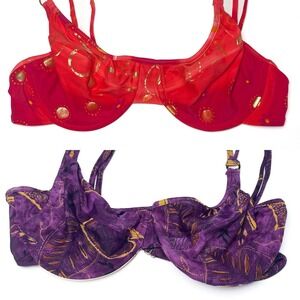 Tara Grinna Vintage Swim Bra Tops‎ Adjustable Straps 38-42D Retro Boho 90s
